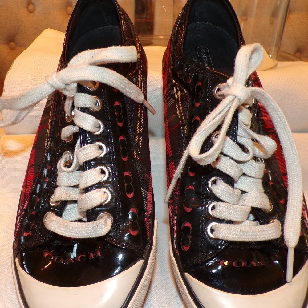 Coach Women's Briar Tartan Plaid Black Multicolor Low Top Canvas Shoes